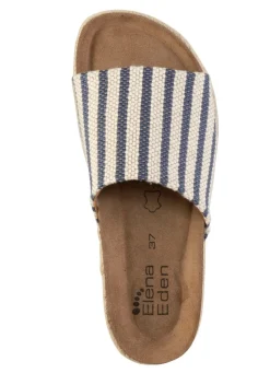 Outlet ELENA EDEN Pantolette aus grob gewebtem Textilmaterial JEANS-WEISS
