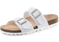 New ELENA EDEN Pantolette mit Glitzersteinchen verzierten Schließen WEISS