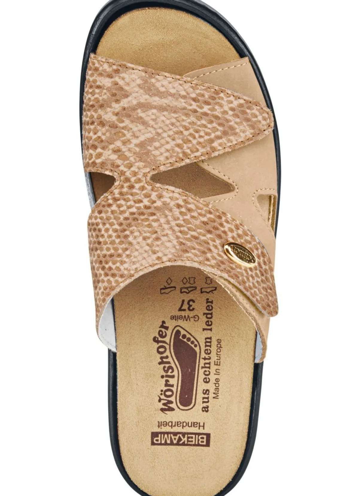 Outlet ELENA EDEN Pantolette mit Wörishofer Kork-Lederfußbett SAND