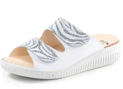 New ELENA EDEN Pantolette mit teilweise schimmerndem Zebra-Druck PERLGRAU