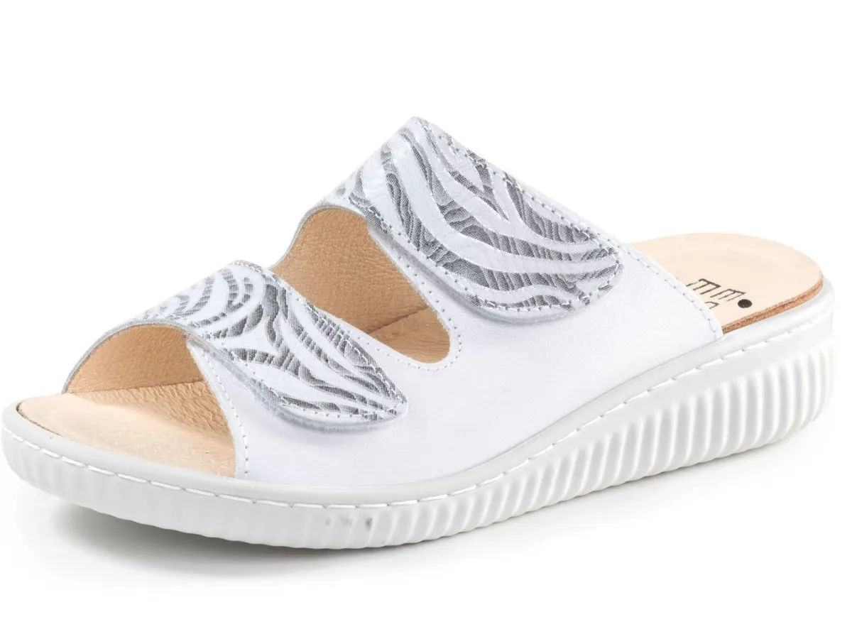 New ELENA EDEN Pantolette mit teilweise schimmerndem Zebra-Druck PERLGRAU