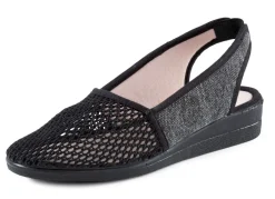 Hot ELENA EDEN Sandale aus luftigem Meshmaterial und Textil mit Metallicschimmer SCHWARZ-GRAU