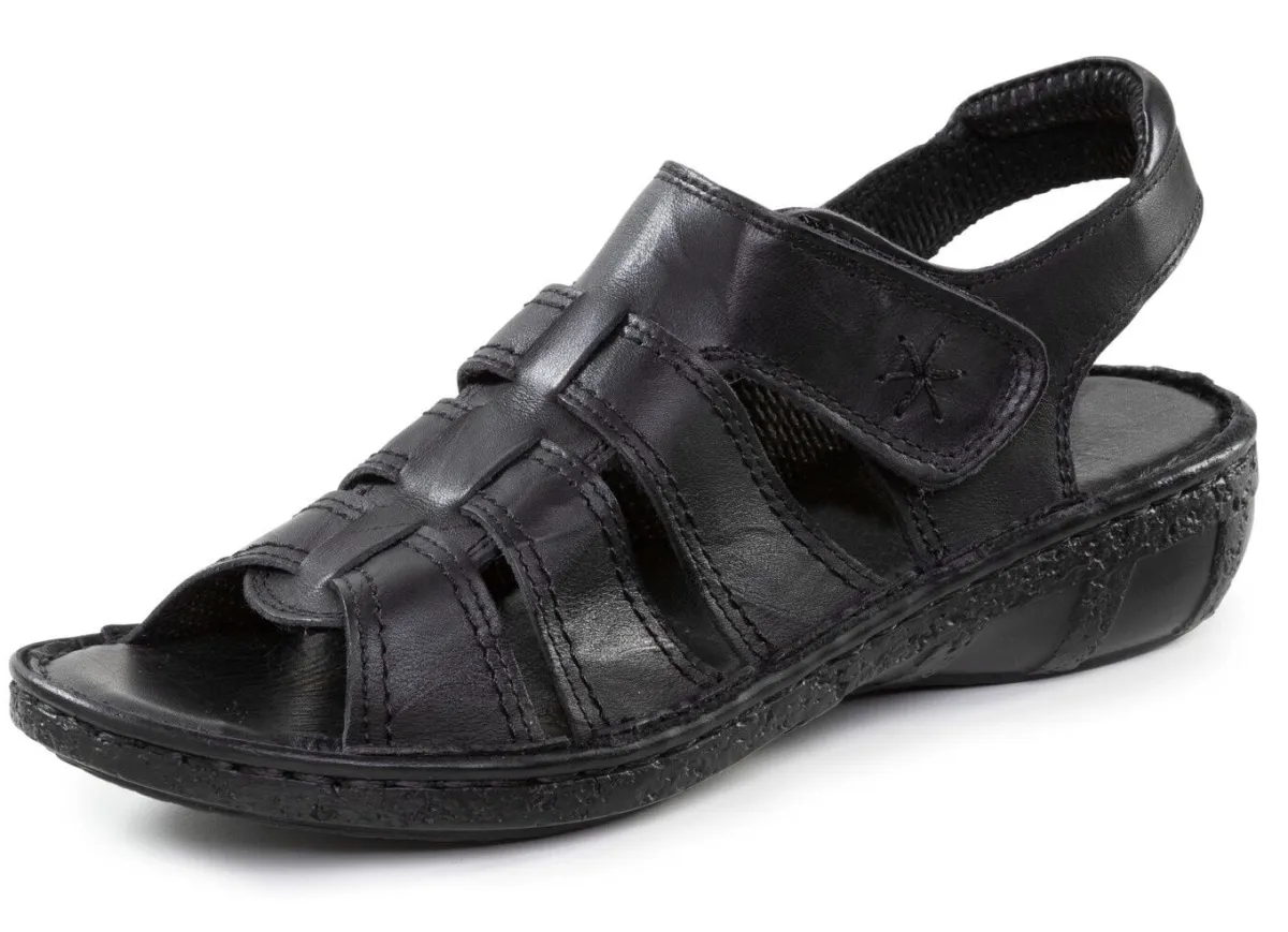 Outlet ELENA EDEN Sandale aus Nappaleder mit dezenter Knitter-Struktur SCHWARZ