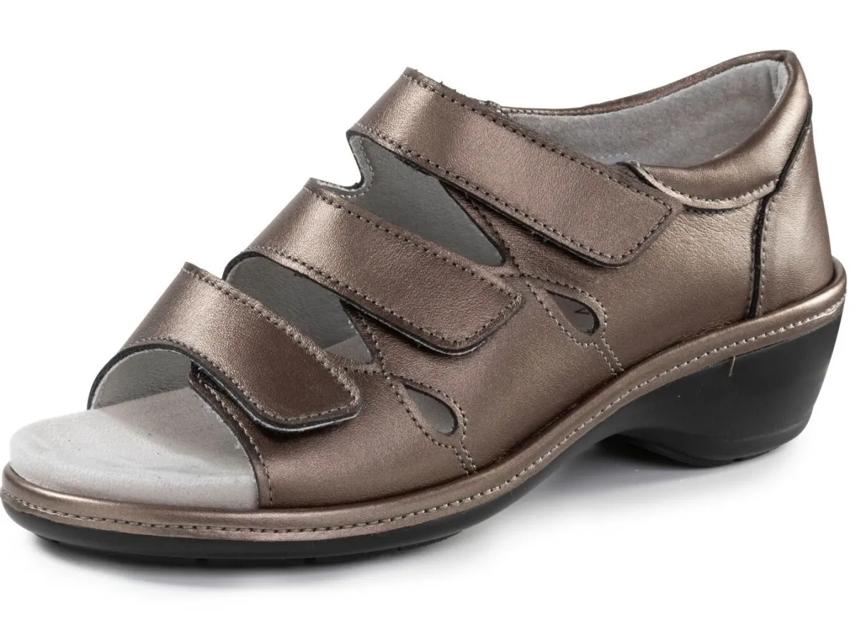 Outlet ELENA EDEN Sandale aus teilweise schimmerndem Nappaleder BRONZE