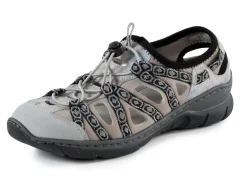 Outlet ELENA EDEN Sandale mit Textilbordüre GRAU-TAUPE