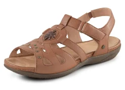 Outlet BADER ELENA EDEN Sandale mit Ziernieten und Lederdurchzügen COGNAC
