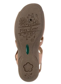 Outlet BADER ELENA EDEN Sandale mit Ziernieten und Lederdurchzügen COGNAC