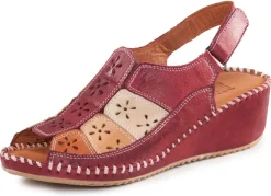 Best ELENA EDEN Sandalette aus weichem, perforiertem Nappaleder RUBINROT-BUNT
