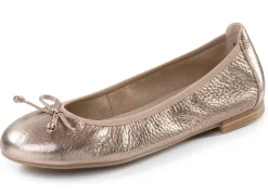 Outlet ELENA EDEN , schicke Damen-Ballerinas, Weite G, mit herausnehmbarem Fußbett ANTIKGOLD