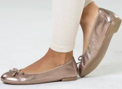 Outlet ELENA EDEN , schicke Damen-Ballerinas, Weite G, mit herausnehmbarem Fußbett ANTIKGOLD