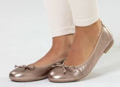 Outlet ELENA EDEN , schicke Damen-Ballerinas, Weite G, mit herausnehmbarem Fußbett ANTIKGOLD