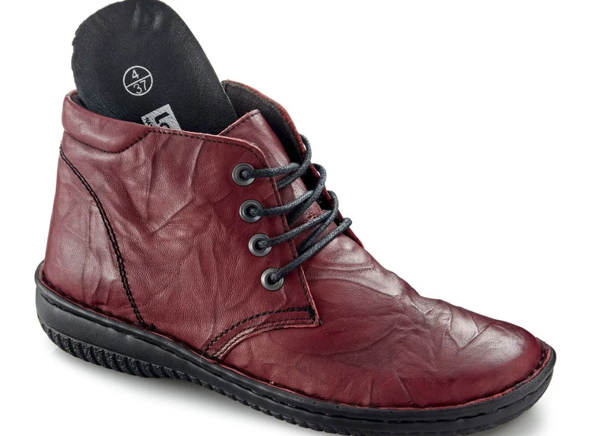 New ELENA EDEN , schicke Damen-Boots, Weite G, mit herausnehmbarem Fußbett BURGUND