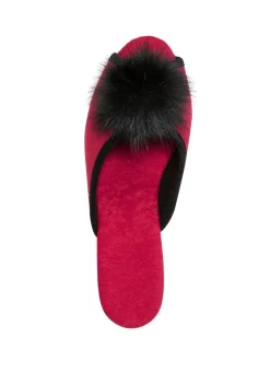 Best ELENA EDEN MADE IN GERMANY ELENA EDEN, schicke Damen-Pantoletten, Weite G, mit Kunstfellpompon ROT