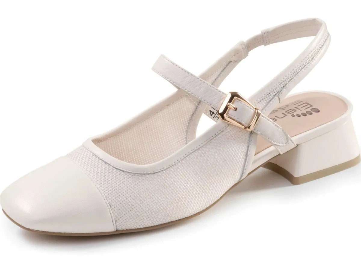 Best BADER ELENA EDEN, schicke Damen-Slingpumps, Weite G, mit Klettverschluss CREME