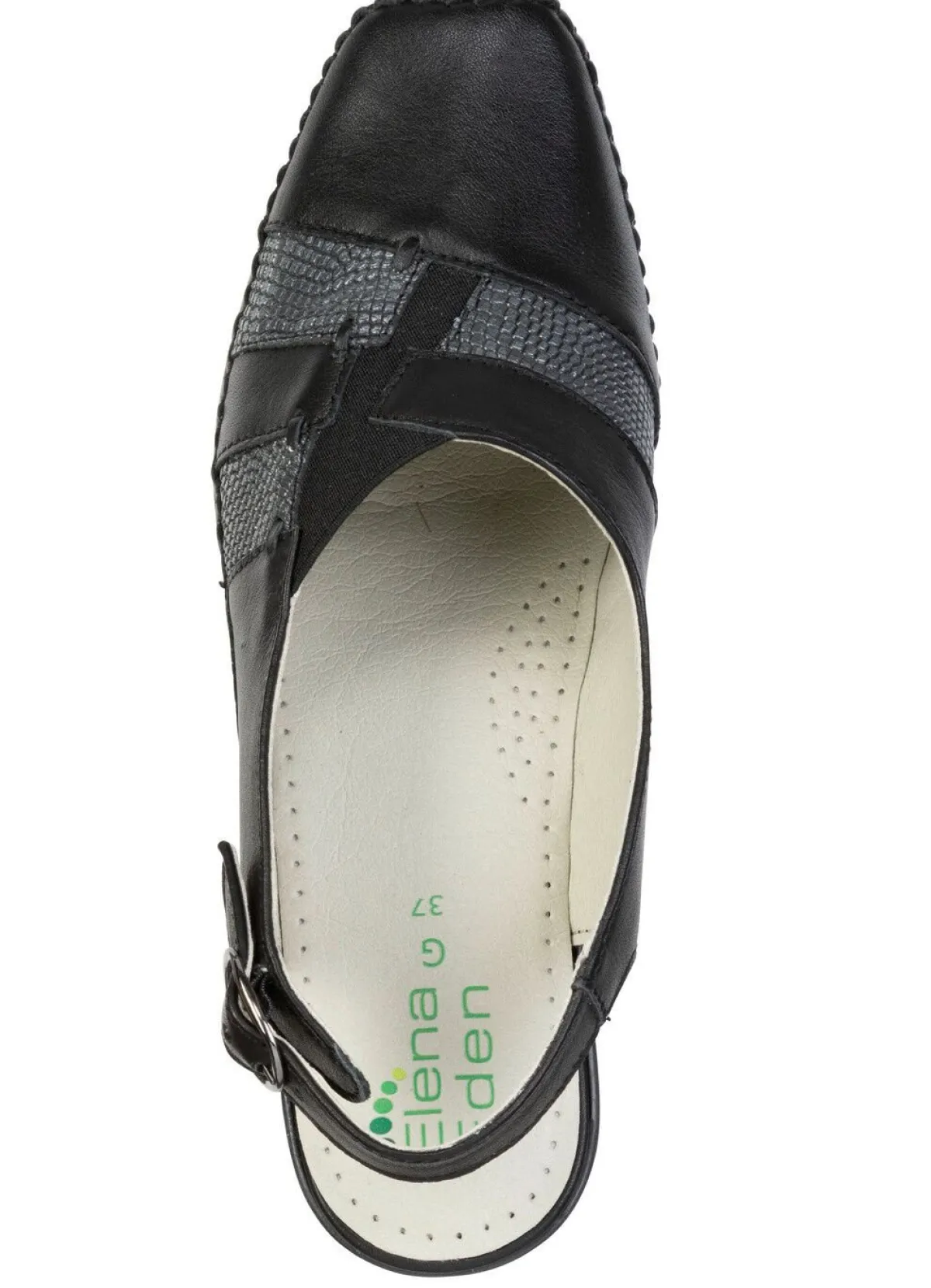 ELENA EDEN , schicke Damen-Sandalen, Weite G, mit Gummizug SCHWARZ