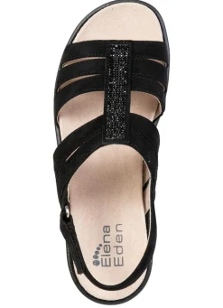 Outlet ELENA EDEN , schicke Damen-Sandalen, Weite G, mit herausnehmbarem Fußbett SCHWARZ