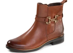 Best ELENA EDEN , schicke Damen-Stiefeletten, Winterschuhe, Weite G, mit Reißverschluss COGNAC