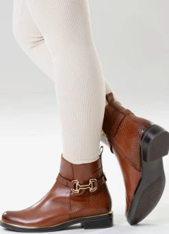 Best ELENA EDEN , schicke Damen-Stiefeletten, Winterschuhe, Weite G, mit Reißverschluss COGNAC