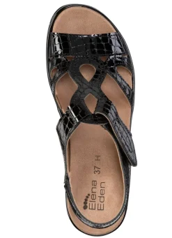 New ELENA EDEN , schicke Damen-Sandalen, Weite H, mit herausnehmbarem Fußbett SCHWARZ
