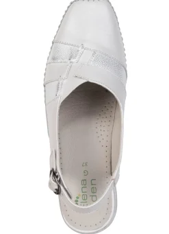 Outlet ELENA EDEN , schicke Damen-Sandalen, Weite G, mit Gummizug ECRU-SILBER