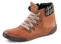 Discount ELENA EDEN Schnür-Bootie mit gepolstertem Textil-Schaftrand COGNAC