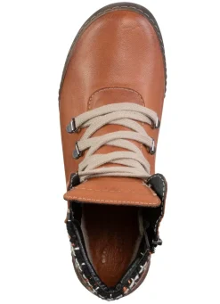 Discount ELENA EDEN Schnür-Bootie mit gepolstertem Textil-Schaftrand COGNAC