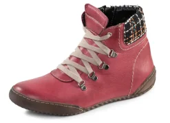 ELENA EDEN Schnür-Bootie mit gepolstertem Textil-Schaftrand GRANATROT