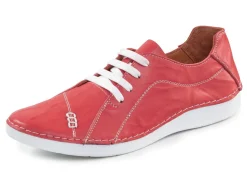 Discount ELENA EDEN Schnürschuh mit Knitter-Struktur und Zier-Nähten ROT