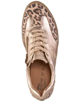Hot ELENA EDEN Schnür-Sneaker aus genarbtem Nappaleder ALTGOLD-BRAUN