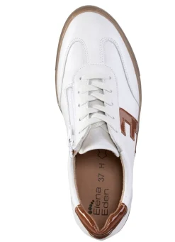 ELENA EDEN Schnür-Sneaker aus genarbtem Nappaleder WEISS-BRAUN