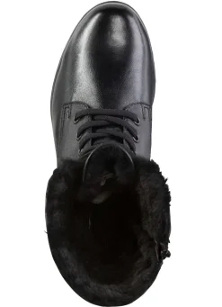 Sale ELENA EDEN Schnür-Stiefelette mit umschlagbarem Lammfellkragen SCHWARZ