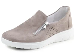 Online ELENA EDEN Slipper aus hochwertigem Veloursleder mit Zier-Perforation HELLGRAU