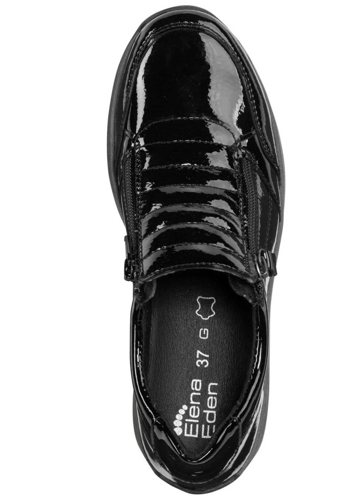 Online ELENA EDEN Slipper aus Lackleder SCHWARZ