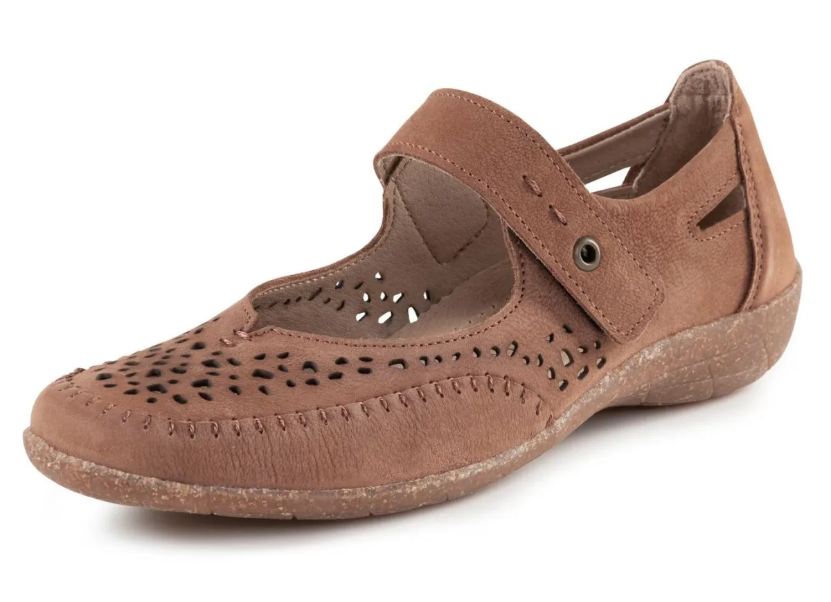 Hot ELENA EDEN Slipper aus luftig durchbrochenem Leder COGNAC