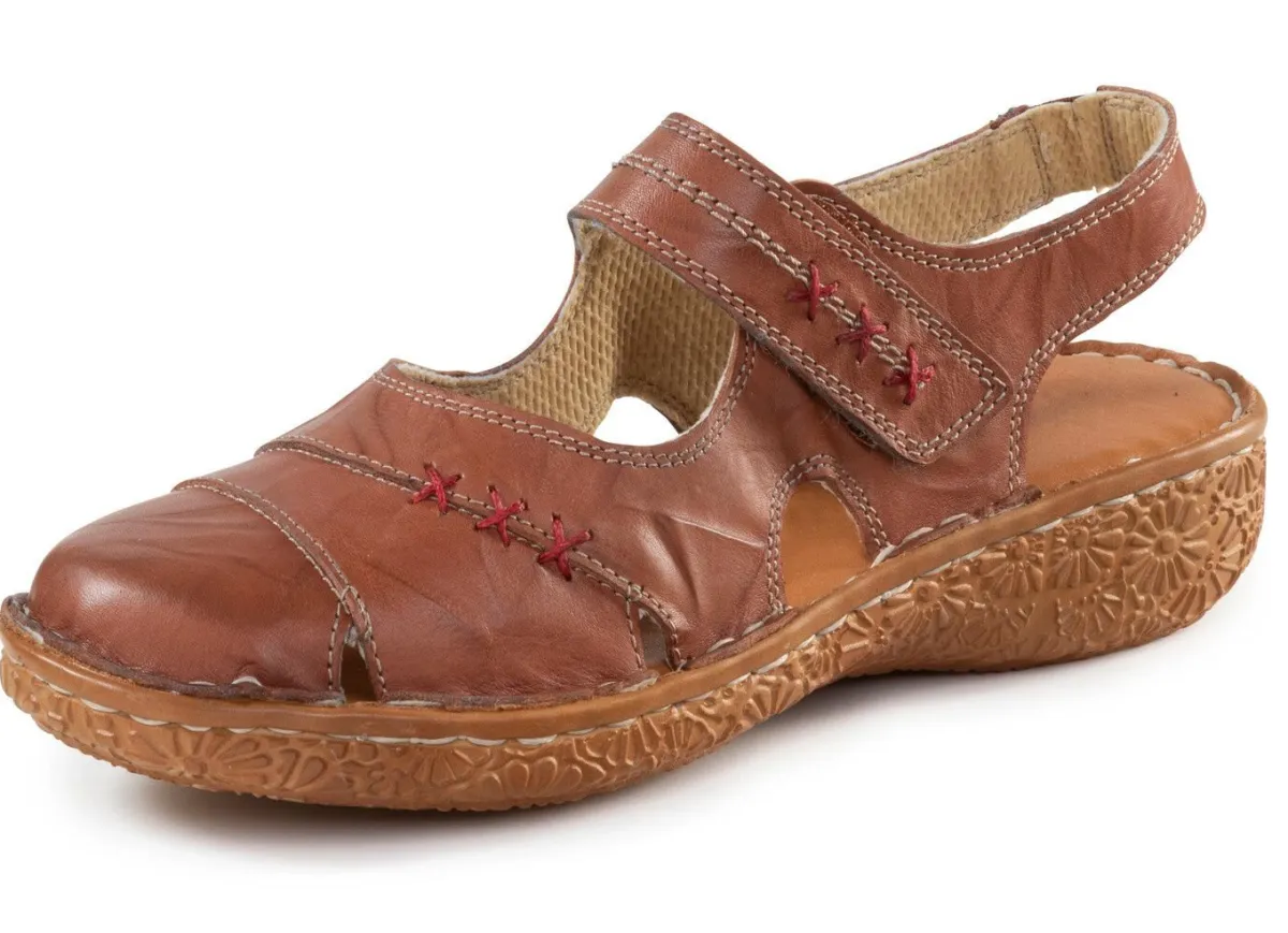 Best ELENA EDEN Slipper aus Nappaleder mit Knitter-Struktur COGNAC