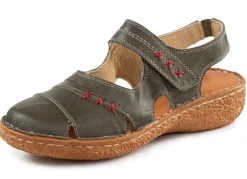 Hot ELENA EDEN Slipper aus Nappaleder mit Knitter-Struktur KHAKI