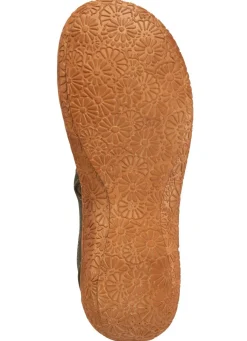 Hot ELENA EDEN Slipper aus Nappaleder mit Knitter-Struktur KHAKI