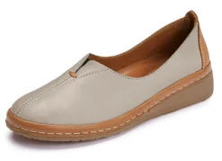 Discount ELENA EDEN Slipper aus Rind-Nappaleder KIESEL-COGNAC