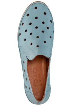 Hot ELENA EDEN Slipper aus weichem Nappaleder mit Lochungen BLEU
