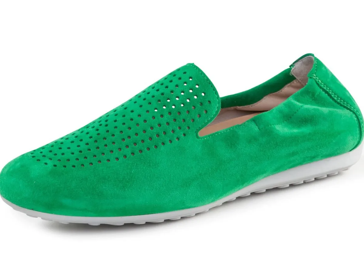 Online ELENA EDEN Slipper aus weichem Veloursleder mit luftiger Perforation GRÜN
