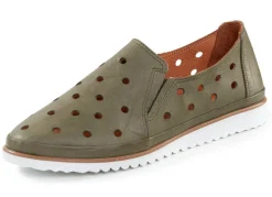 Clearance ELENA EDEN Slipper aus weichem Nappaleder mit Lochungen KHAKI