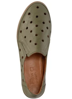 Clearance ELENA EDEN Slipper aus weichem Nappaleder mit Lochungen KHAKI