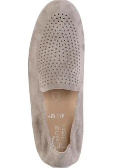 Sale ELENA EDEN Slipper aus weichem Veloursleder mit luftiger Perforation HELLGRAU