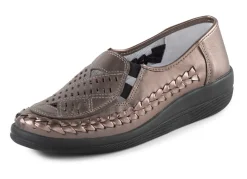 ELENA EDEN Slipper luftig durchbrochen und mit Flechtdurchzug BRONZE