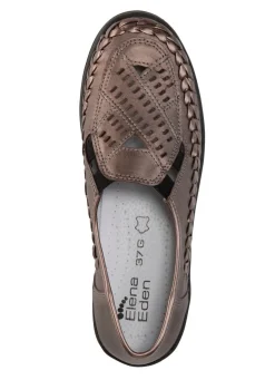 ELENA EDEN Slipper luftig durchbrochen und mit Flechtdurchzug BRONZE
