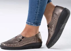 ELENA EDEN Slipper luftig durchbrochen und mit Flechtdurchzug BRONZE
