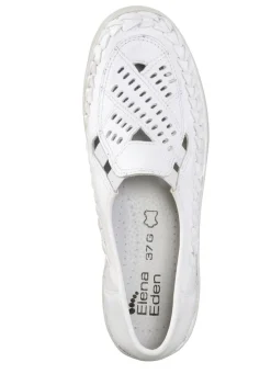 Outlet ELENA EDEN Slipper luftig durchbrochen und mit Flechtdurchzug WEISS