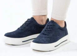 New BADER ELENA EDEN Sneaker aus feinem Veloursleder MARINE
