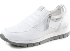 Clearance ELENA EDEN Sneaker aus Nappaleder und silbergrau geprägtem Veloursleder WEISS