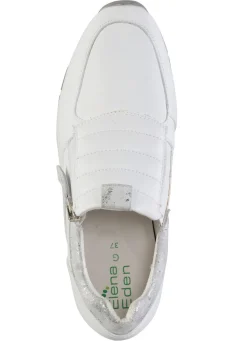 Clearance ELENA EDEN Sneaker aus Nappaleder und silbergrau geprägtem Veloursleder WEISS